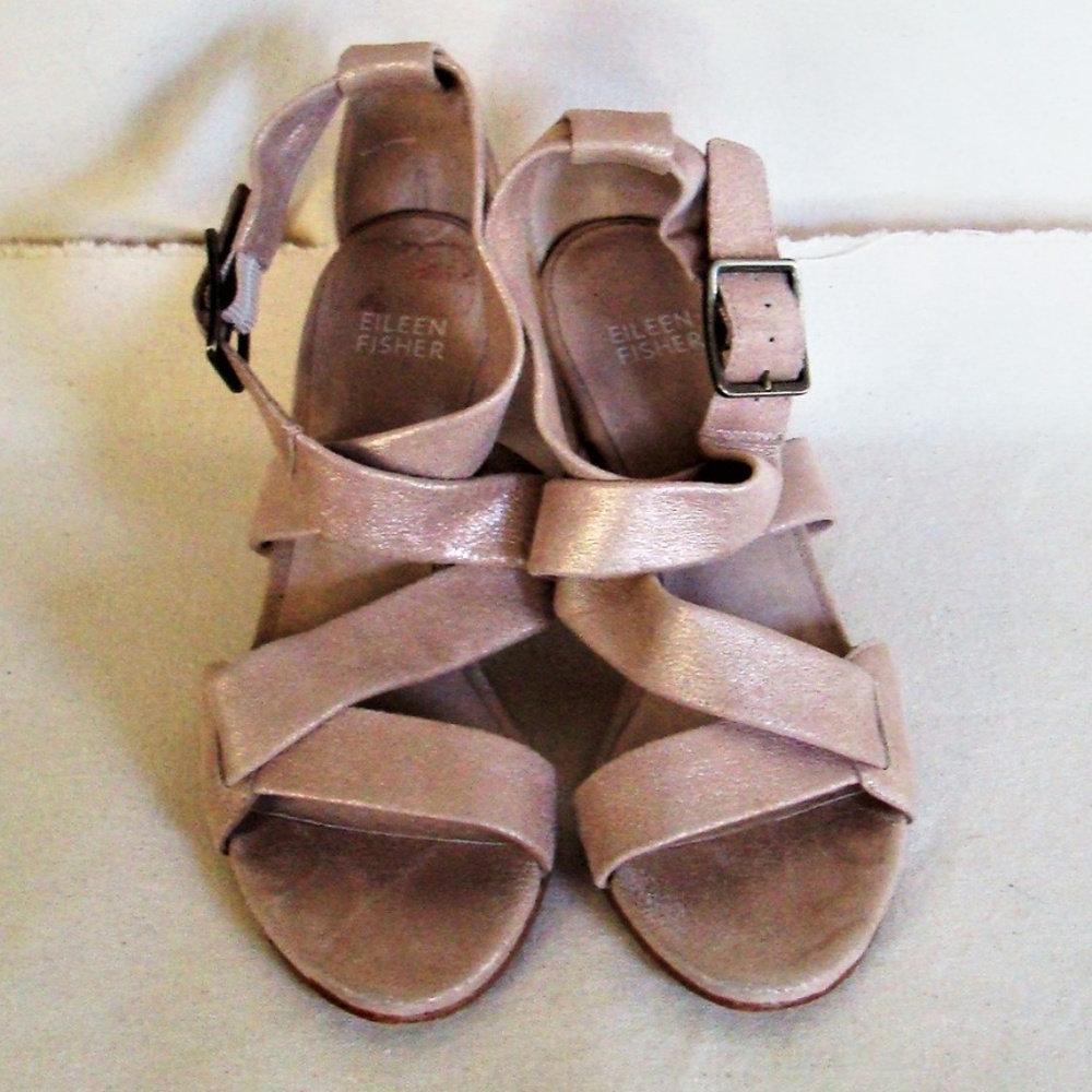 Eileen Fisher beige sueded leather sandals